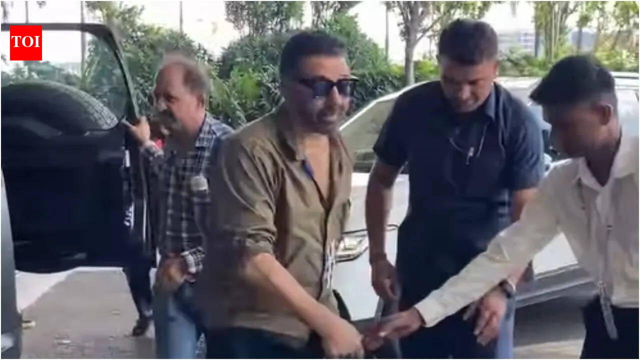 Sunny Deol spotted with wife Pooja Deol at Mumbai airport in RARE public appearance - video |