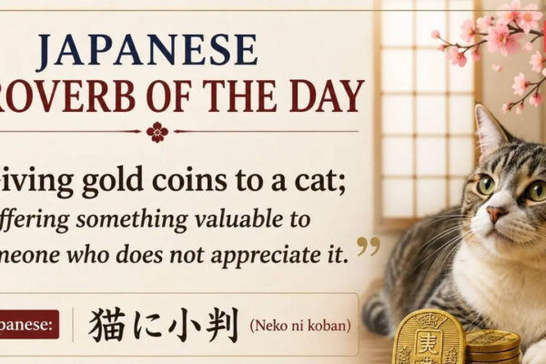 Japanese proverb of the day: “Giving gold coins to a cat; offering something valuable to someone...” |