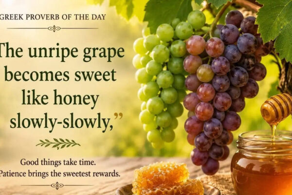 Greek proverb of the day: “The unripe grape becomes sweet like honey...” |