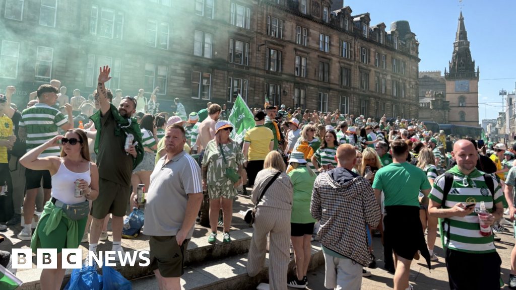 Police pelted with bottles as Celtic fans celebrate Scottish Premiership title