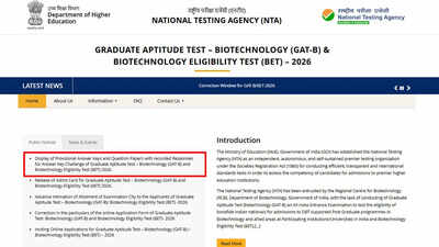 Dbt Bet Answer Key 2026: GAT-B and BET 2026 answer keys released; NTA opens challenge window till May 24