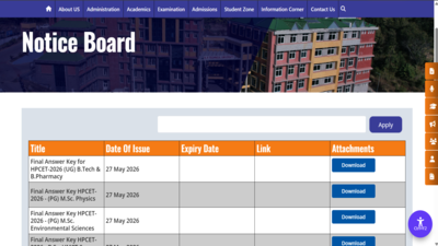 HPCET 2026 final answer key released at himtu.ac.in: Direct link to download here