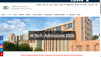 Round 1 seat allotment, merit list released at iiitd.ac.in; direct link here