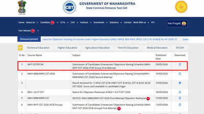 Answer key out today on cetcell.mahacet.org, objection window open till May 22