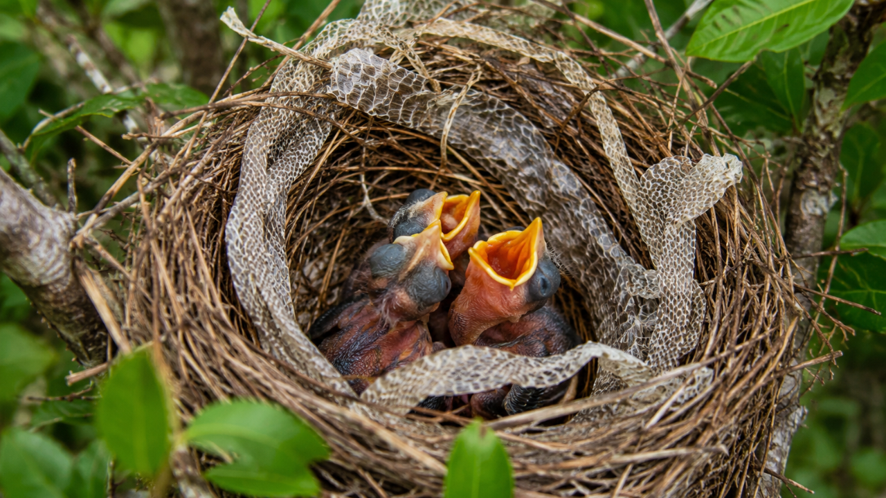 Why some birds decorate their nests with snake skin: The reason is brilliant