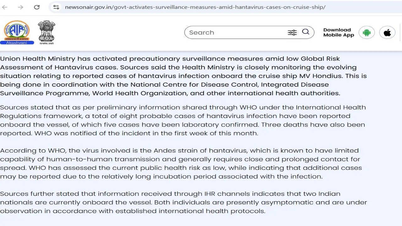 Hantavirus Alert: India’s Union Health Ministry activates precautionary surveillance; what travellers need to know