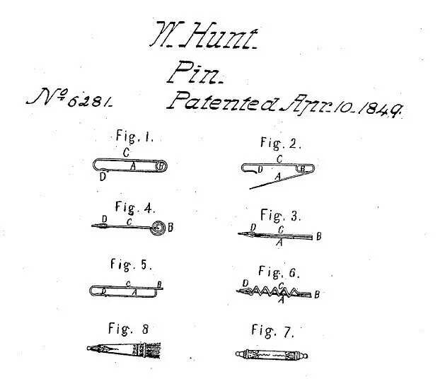 In 1849, Walter Hunt’s debt troubles led to the modern safety pin being formed |