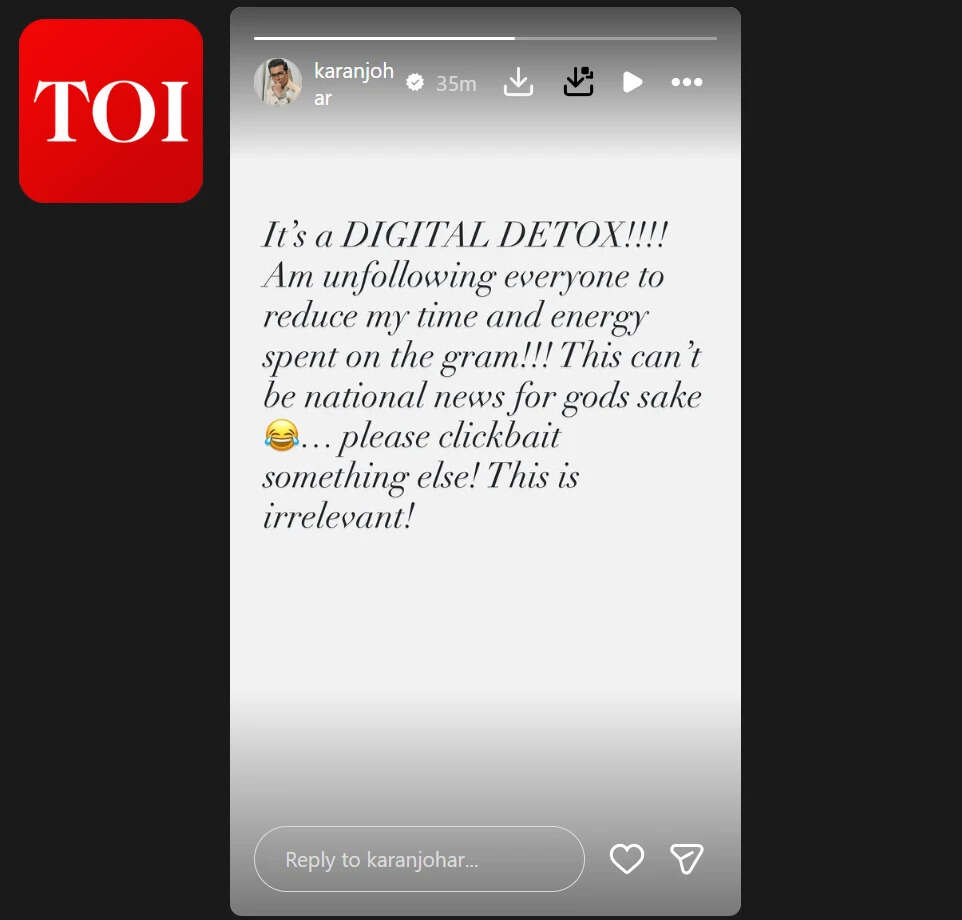 Karan Johar: After unfollowing Shah Rukh Khan, Alia Bhatt and other celebs, Karan Johar says, ‘It’s a digital detox’ | Hindi Movie News