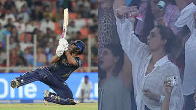 IPL 2026 | Last-over drama! Ashish Nehra's wife's wild celebration goes viral after Gujarat Titans beat Punjab Kings - WATCH | Cricket News