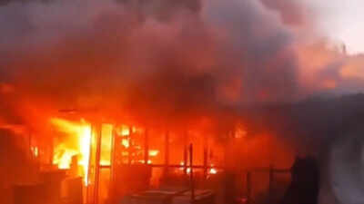 Watch: Massive fire guts 13 shops in J&K's Poonch, engulfs Bufliaz Central Market | India News
