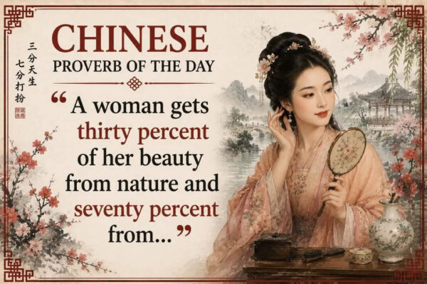 Chinese proverb of the day: “A woman gets thirty percent of her beauty from nature and seventy percent from...” — why this centuries-old saying is about much more than cosmetics |