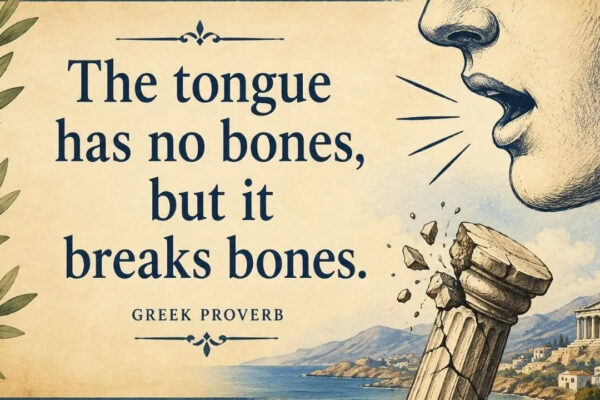 Greek proverb of the day: "The tongue has no bones, but it breaks..." |