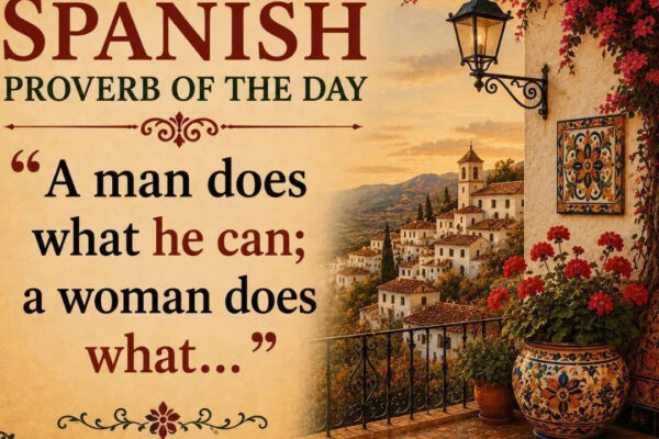 Spanish proverb of the day: “A man does what he can; a woman does what…” |