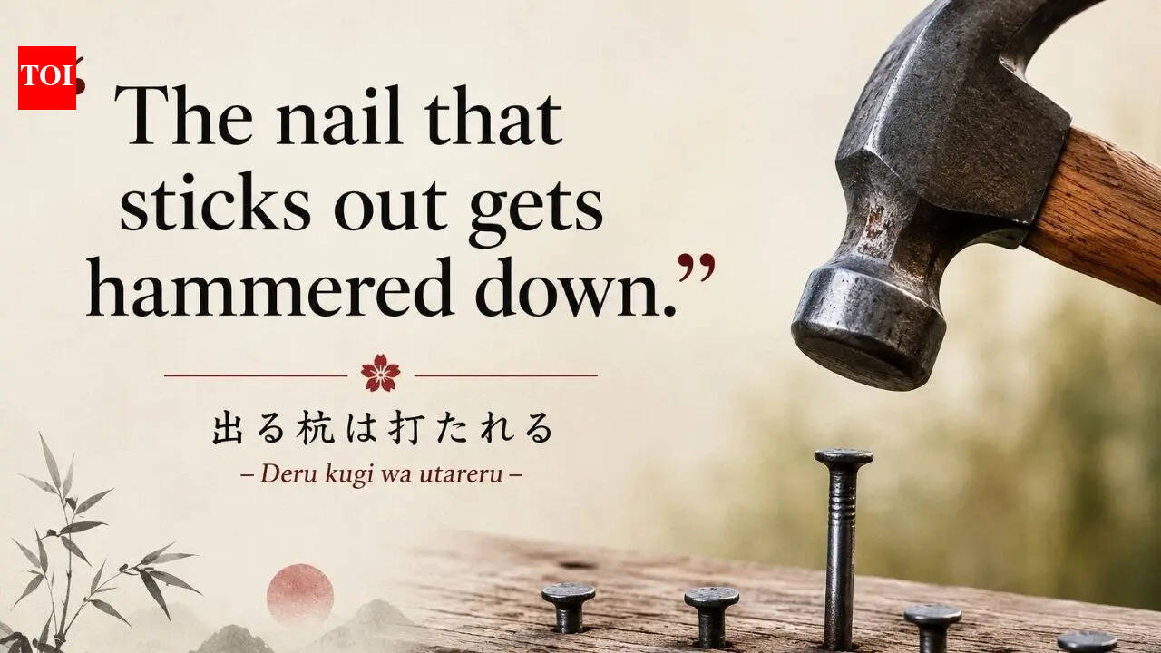 Japanese proverb of the day: "The nail that sticks out gets..." |