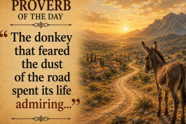 Proverb of the day: “The donkey that feared the dust of the road spent its life admiring...” |