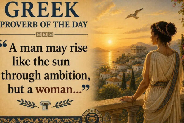 Greek proverb of the day: “A man may rise like the sun through ambition, but a woman...” |