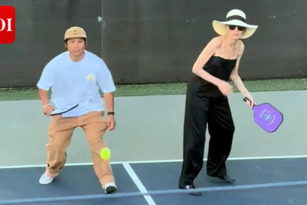 Angelina Jolie and son Pax team up for celebrity Pickleball match; Shiloh plays cheerleader - WATCH |