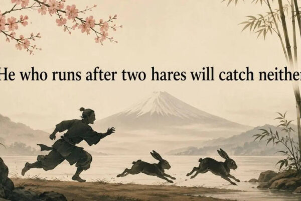 Japanese proverb of the day: “He who runs after two hares will...” |