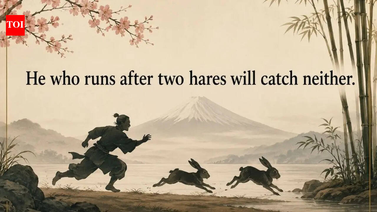 Japanese proverb of the day: “He who runs after two hares will...” |