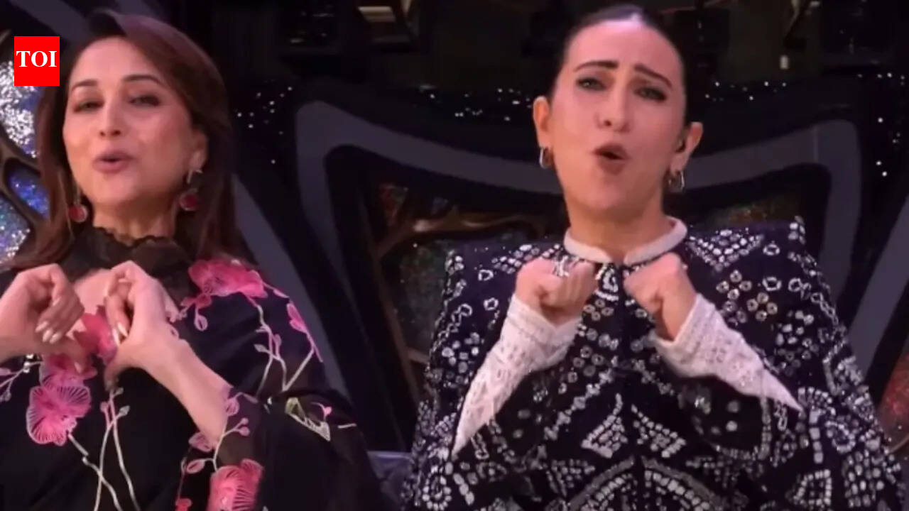 Madhuri Dixit and Karisma Kapoor recreate iconic 'Le Gayi' hook step, leaving fans filled with nostalgia |