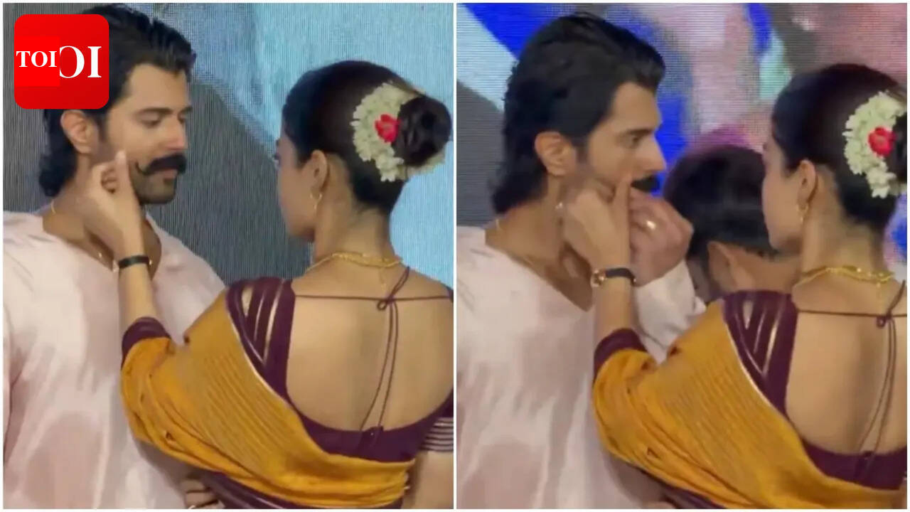 Rashmika Mandanna twirls Vijay Deverakonda's moustache; Couple's sweet moment wins hearts - WATCH | Telugu Movie News