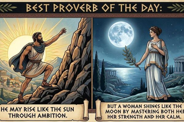 Best proverb of the day: "A man may rise like the sun through ambition, but a woman shines like…" - the quiet power of being strong and calm at once |