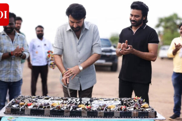 Dhanush and the team of 'Om' honour Mammootty for Padma Bhushan, celebration goes viral | Tamil Movie News