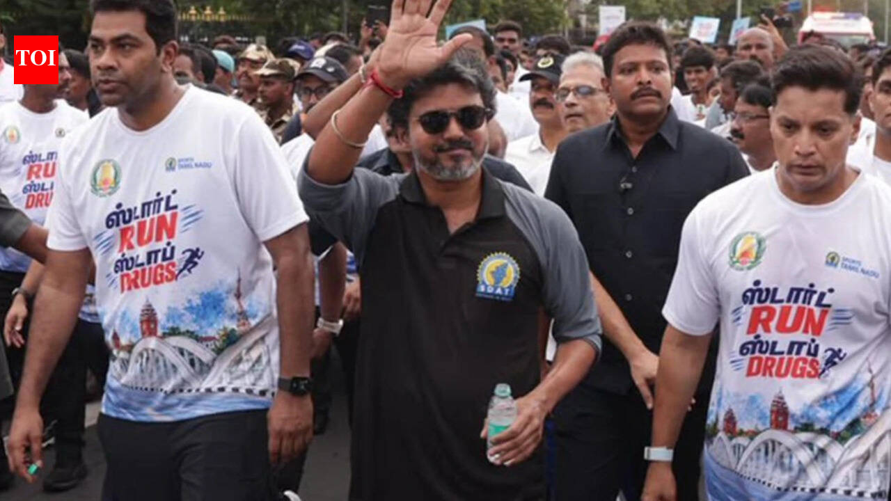 Cm Vijay: Tamil Nadu CM Vijay showcases impressive fitness at 53, completes 6km 'Start Run, Stop Drugs' marathon in Chennai - Watch | Tamil Movie News