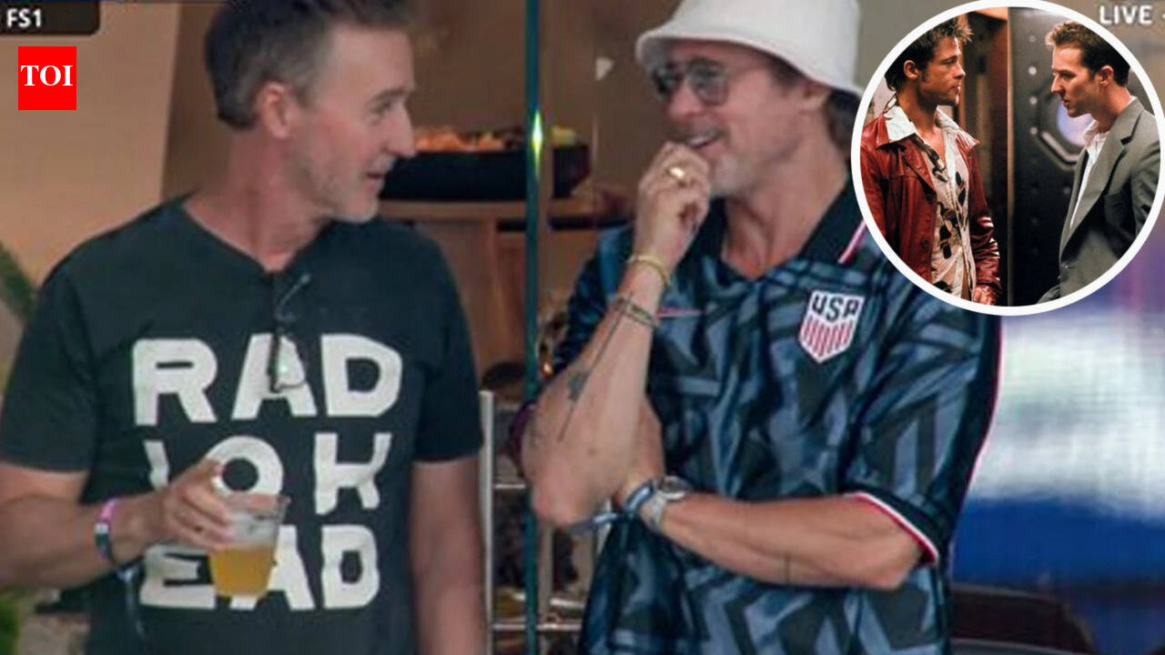 Brad Pitt and Edward Norton's 'Fight Club' REUNION after 27 years sparks meme-fest; actors join Leonardo DiCaprio, Colin Farrell for USA vs Turkiye World Cup match -WATCH |