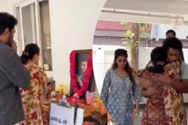 Khushbu and Sundar C pay last respects to K. Bhagyaraj after Chennai return; Shanthanu's emotional hug leaves everyone moved |