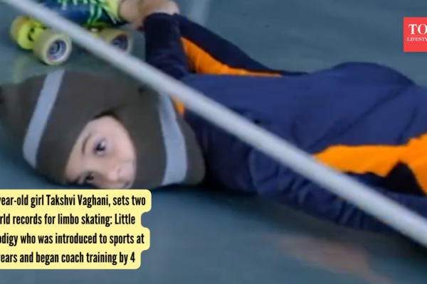 8-year-old girl Takshvi Vaghani sets two world records for limbo skating: Little prodigy who was introduced to sports at 2 years and began coach training by 4