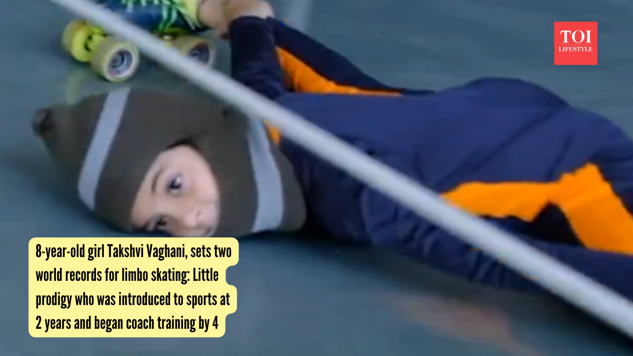 8-year-old girl Takshvi Vaghani sets two world records for limbo skating: Little prodigy who was introduced to sports at 2 years and began coach training by 4