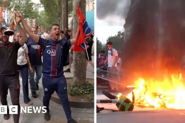 Paris in a mix of celebration and confrontation