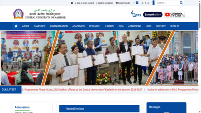 Central University of Kashmir begins PhD admission 2026 registration: Check eligibility and steps to apply