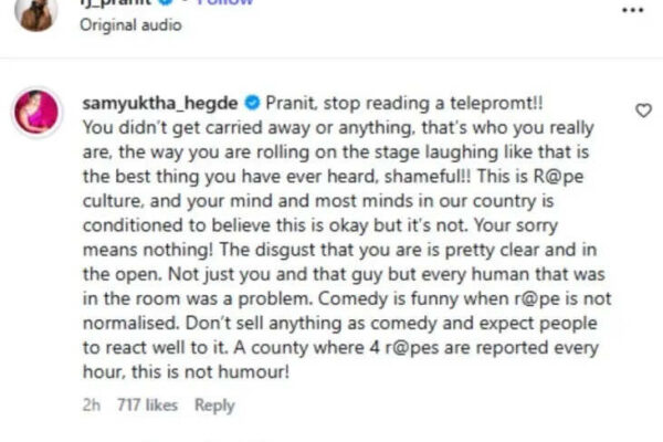 Samyuktha Hegde SLAMS Pranit More over Rs 370 biryani controversy: ' The way you are rolling on the stage laughing; your sorry means nothing' | Hindi Movie News