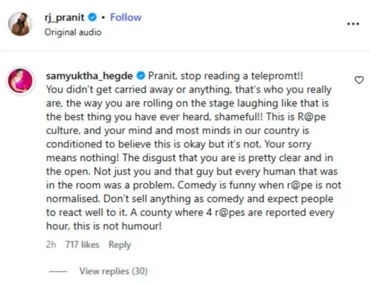 Samyuktha Hegde SLAMS Pranit More over Rs 370 biryani controversy: ' The way you are rolling on the stage laughing; your sorry means nothing' | Hindi Movie News