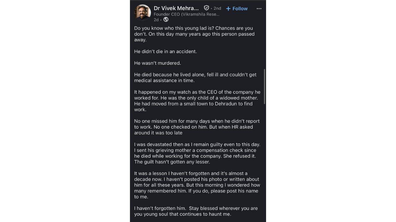 ‘He didn't die in an accident’: Founder says young employee's death still haunts him, ‘I remain guilty even to this day’ |