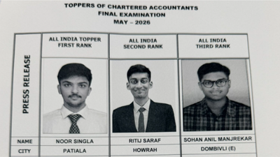 ICAI CA Final May 2026 toppers: Noor Singla secures AIR 1 with 83.17%, check list of top scorers