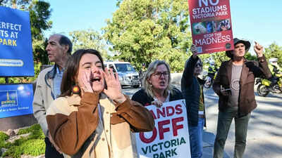 'Excavators and bulldozers': Brisbane kicks off $2.6 billion Olympic stadium project amid protests | Off the field News