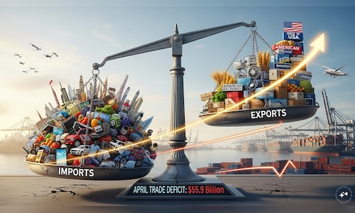 US trade deficit narrows in April to $56 billion as record exports offset strong imports