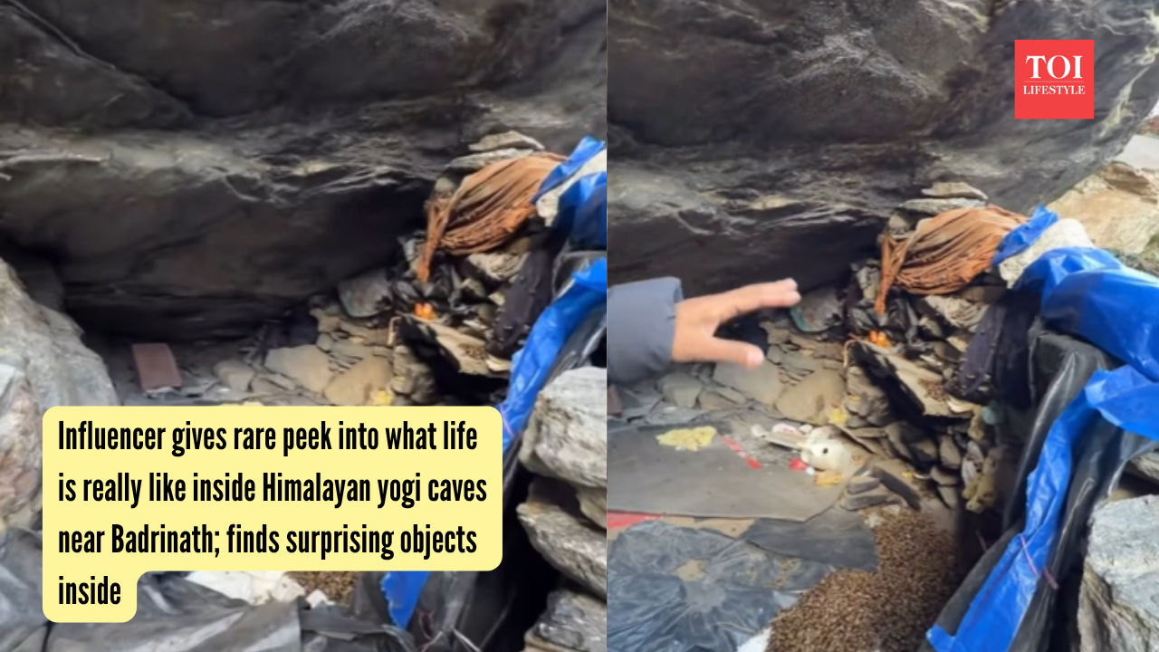 Influencer gives rare peek into what life is really like inside Himalayan yogi caves near Badrinath; finds surprising objects inside