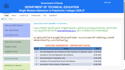 Kerala Polytechnic rank list 2026 out at polyadmission.org: Direct link to download here