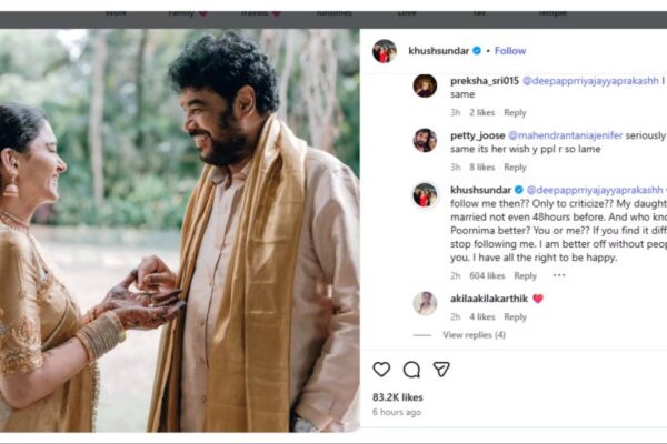 Khushbu Sundar strongly reacts to backlash for posting photos from daughter's wedding after K Bhagyaraj's demise: 'Why follow me?' |