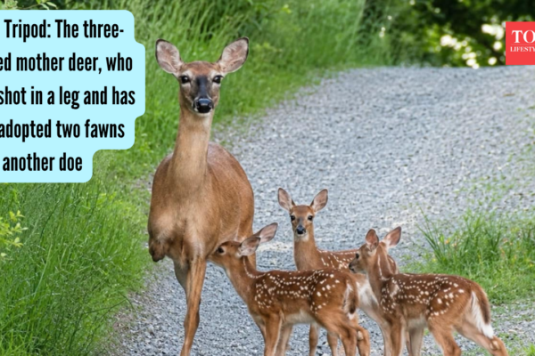 Meet Tripod: The three-legged mother deer, who was shot in a leg and has now adopted two fawns from another doe |