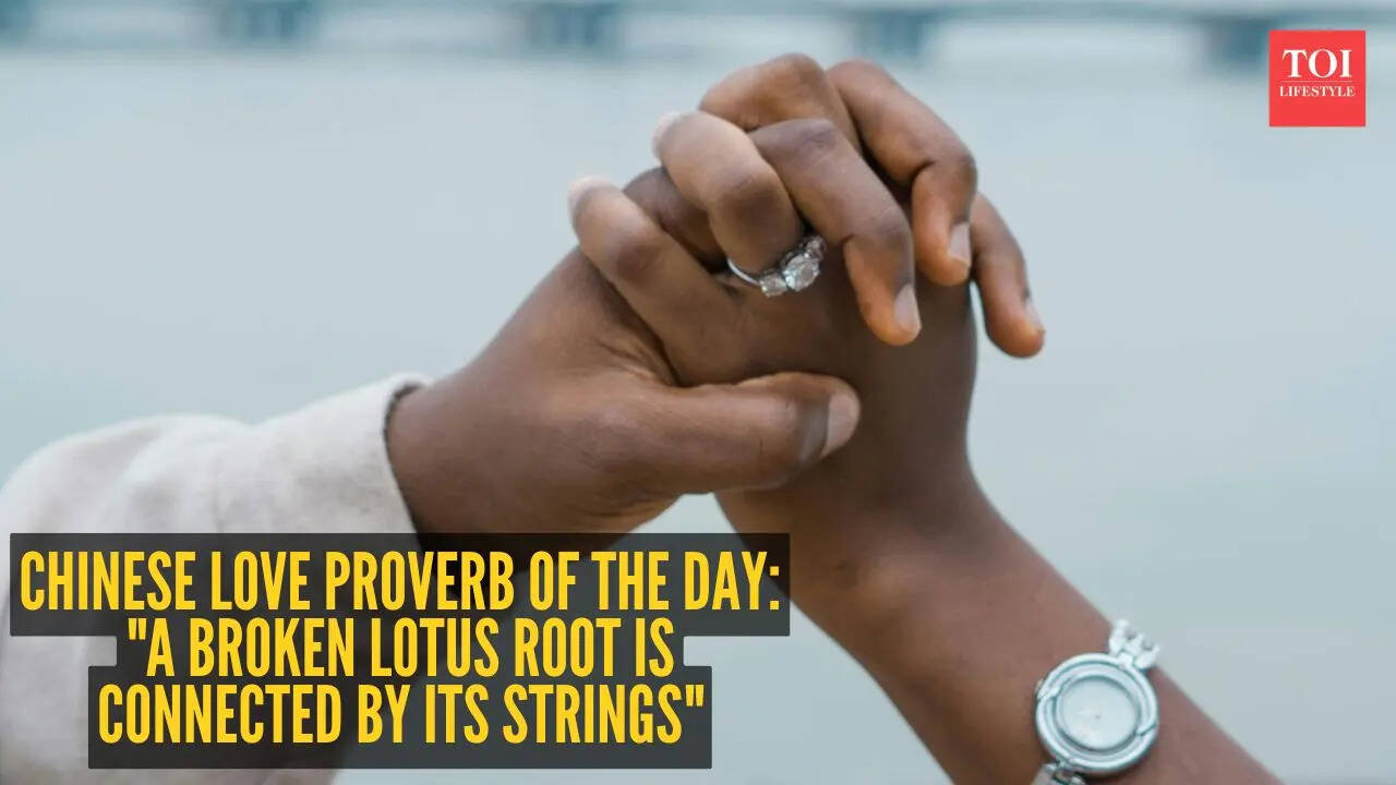 A broken lotus root is connected by its strings