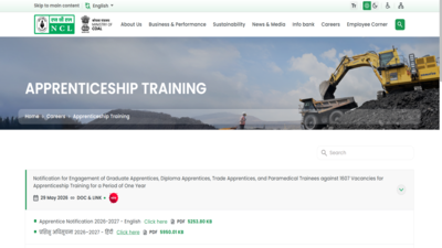 NCL Apprentice recruitment 2026: Registration begins for 1,607 Posts; check eligibility and steps to apply