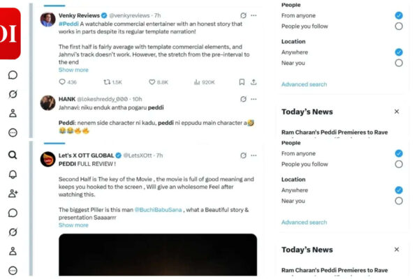 'Peddi' Twitter review out: Ram Charan wins massive praise; Fans call Janhvi Kapoor film a 'Watchable entertainer' | Telugu Movie News