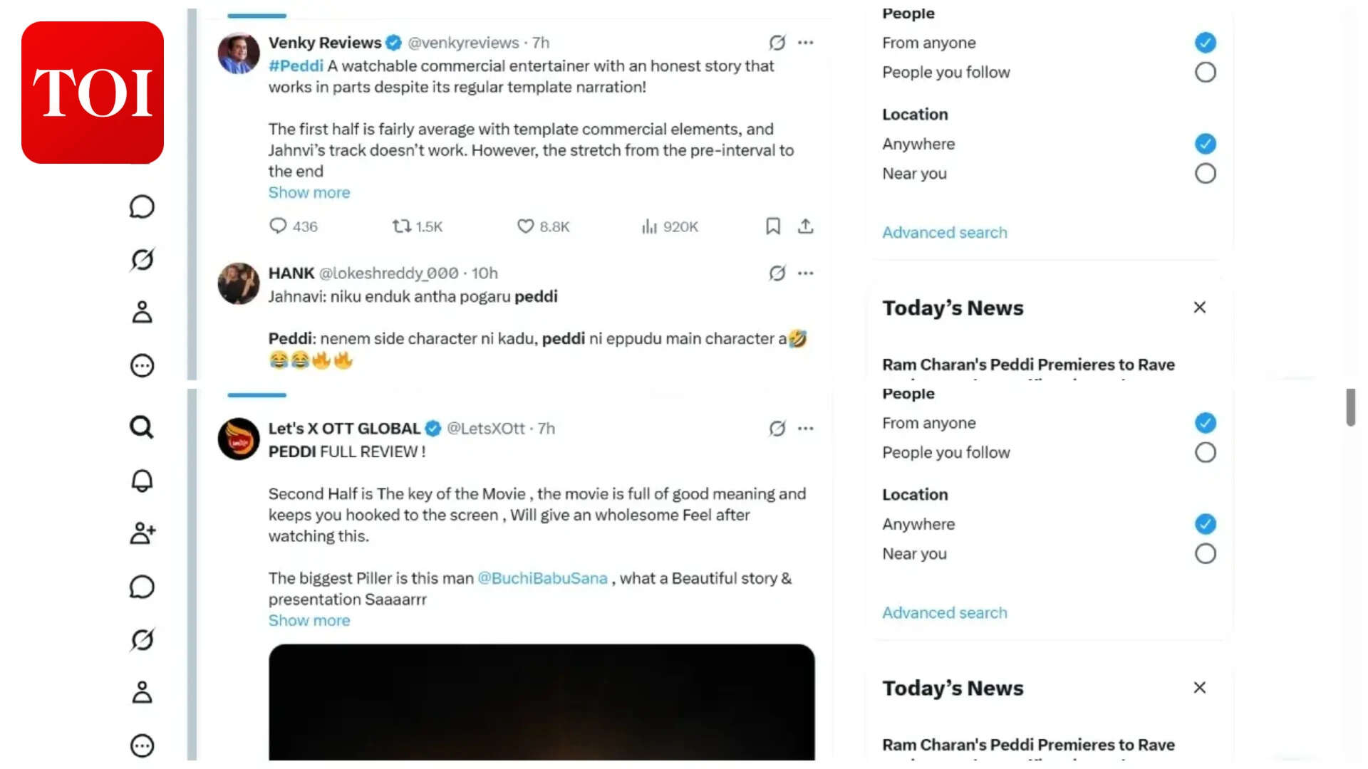 'Peddi' Twitter review out: Ram Charan wins massive praise; Fans call Janhvi Kapoor film a 'Watchable entertainer' | Telugu Movie News