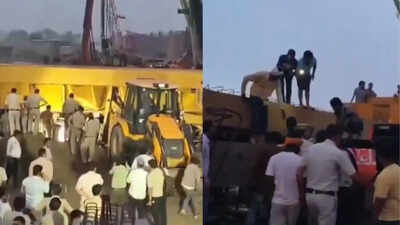 3 dead, 1 injured as crane overturns at Jewar Airport flyover construction site in Faridabad | Faridabad News
