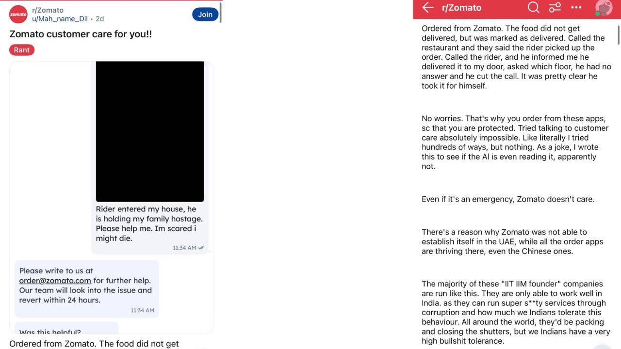 ‘Rider holding my family hostage, I might die’: Zomato chatbot experiment goes viral, message shocks users |